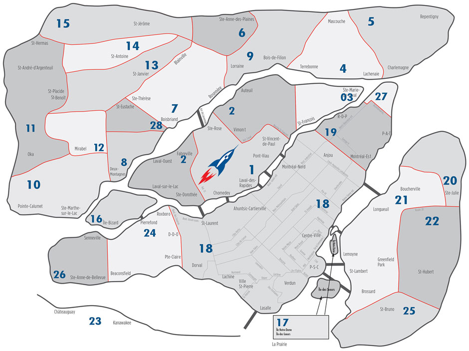 ZONES désservies par Performance Courrier